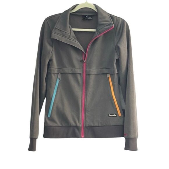 Bench Jackets & Blazers - Bench. Outerwear, Active, Athletic Jacket, Size M (8) Gray with pink, orange and